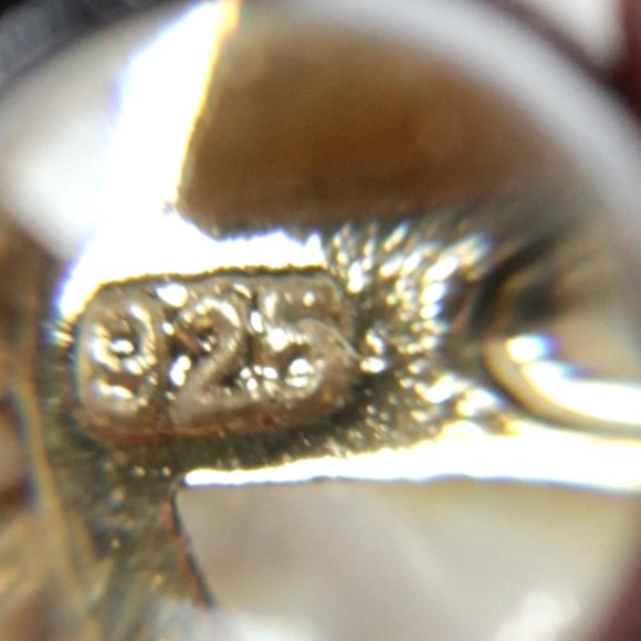 Sterling Silver 925 Faux Pearl CZ Starburst Gold Plated Earrings Signed PAJ - Picture 6 of 7